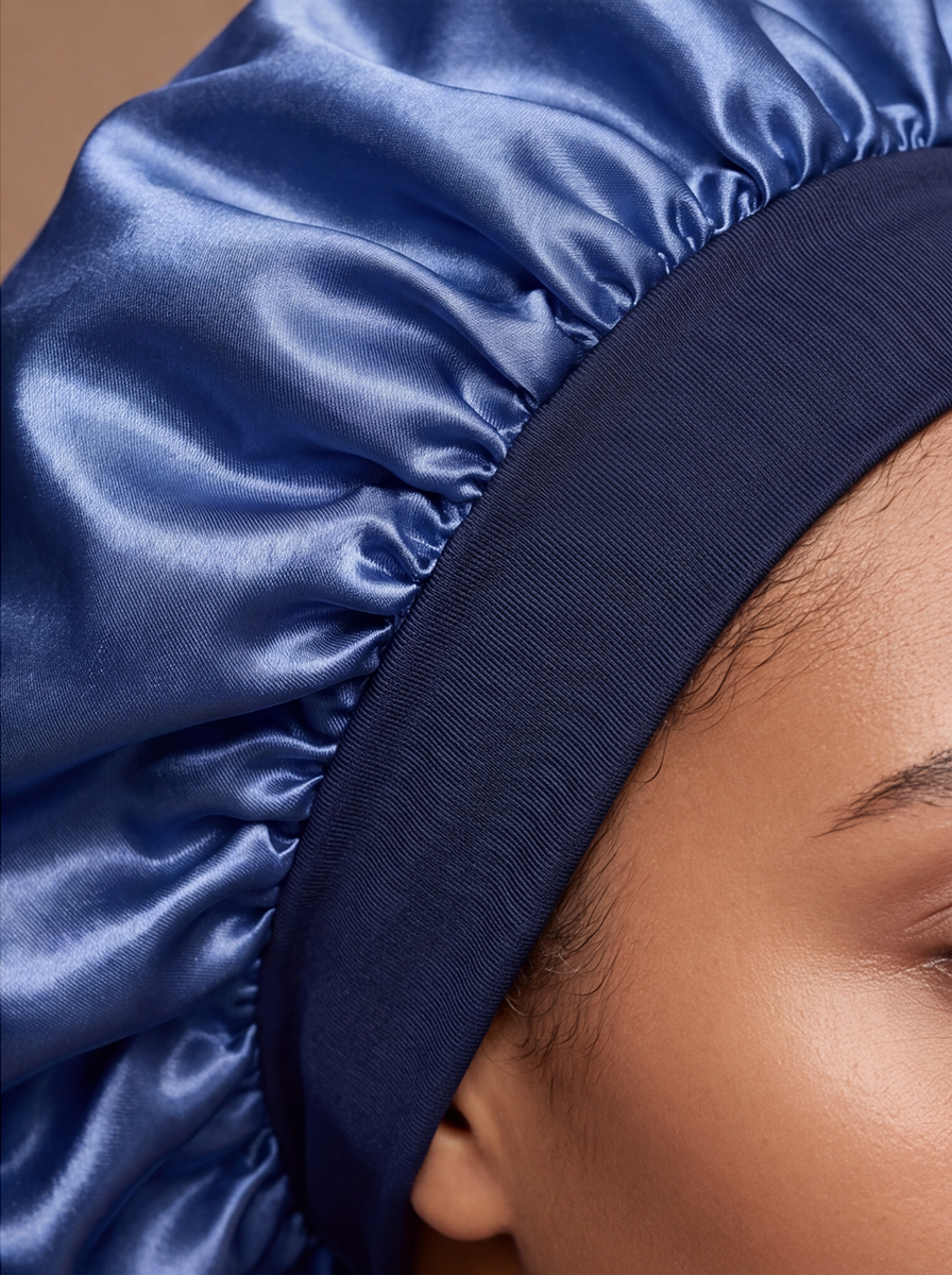 Blue Silky Bonnet – Saint Durag – lifestyle view
