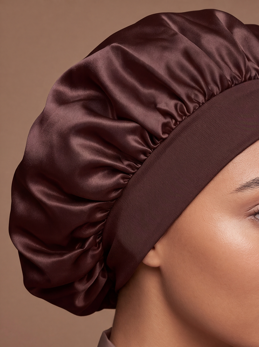 Brown Silky Bonnet – Saint Durag – lifestyle view