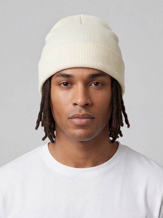 White Satin Lined Beanie – Saint Durag – front view