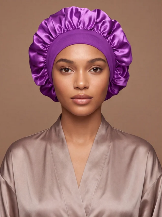 Purple Satin Bonnet – Saint Durag – front view