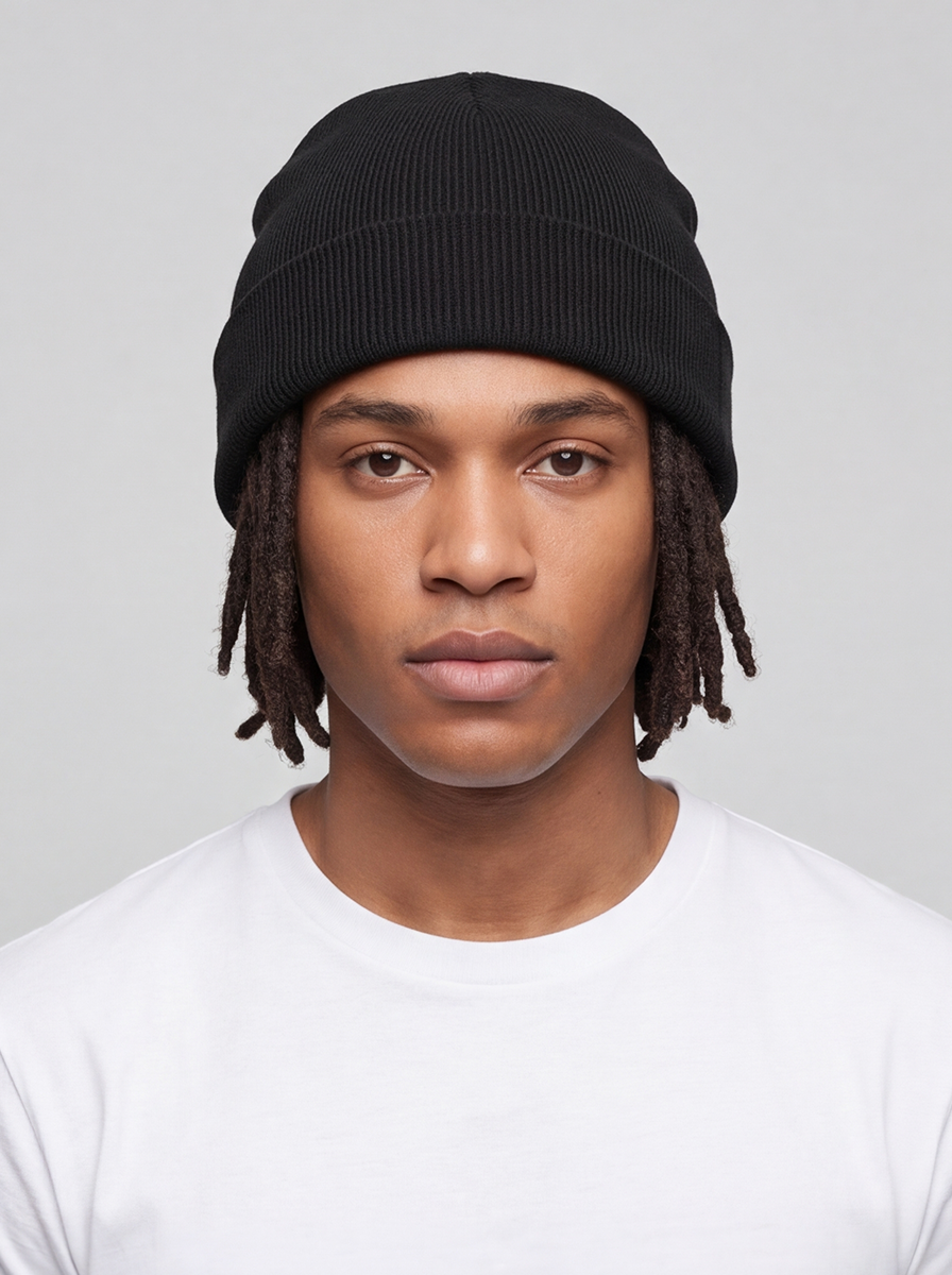 Black Satin Lined Beanie – Saint Durag – front view