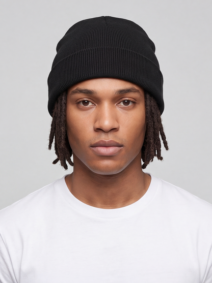 Black Satin Lined Beanie – Saint Durag – front view