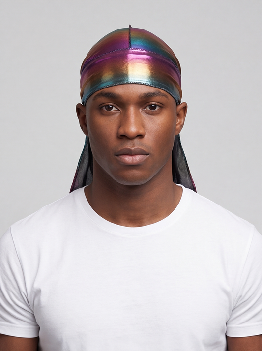 Multicoloured Holographic Durag – Saint Durag – front view