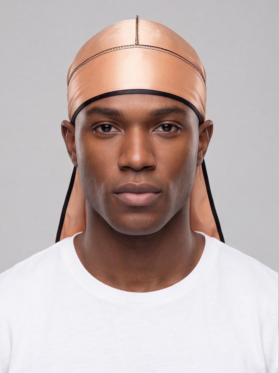 Gold & Black Satin Durag – Saint Durag – front view