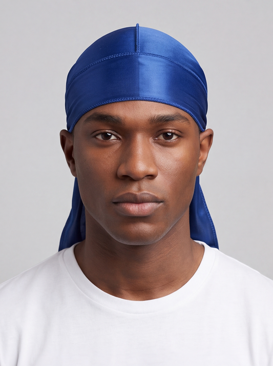 Blue Satin Durag – Saint Durag – front view