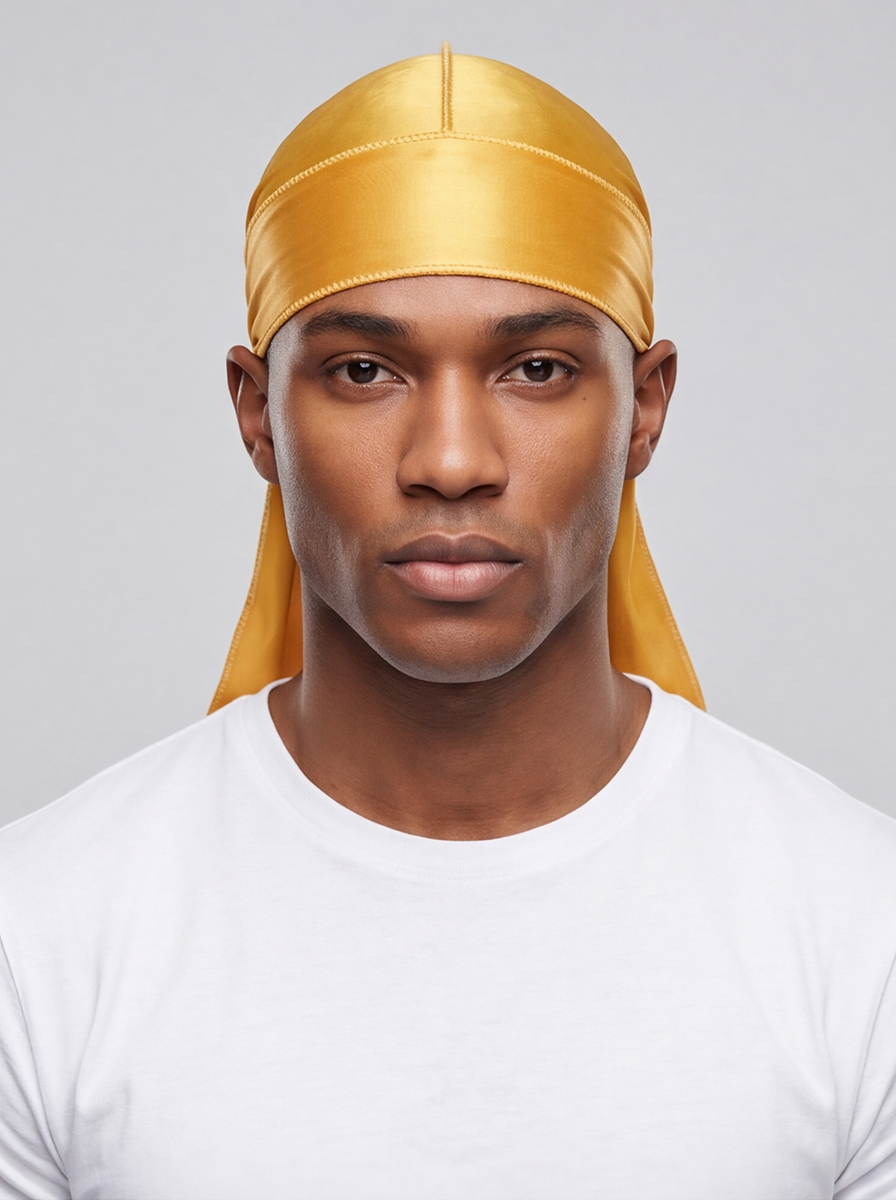 Yellow Silky Durag – Saint Durag – front view