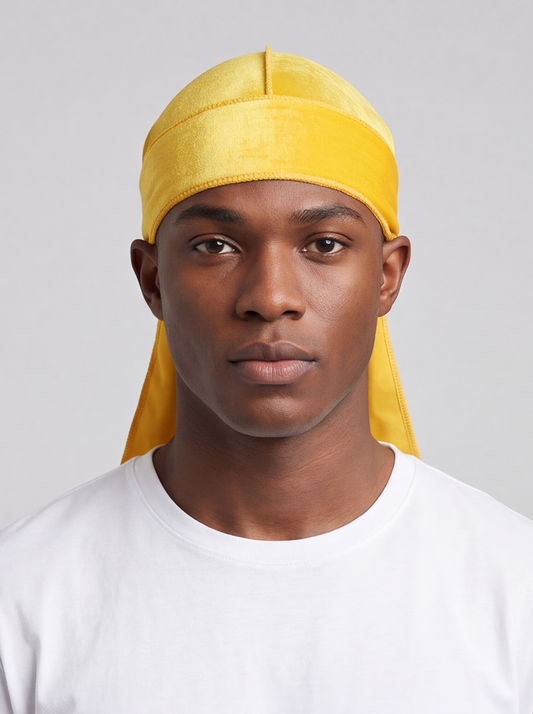 Yellow Velvet Durag – Saint Durag – front view