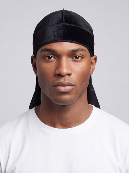 Black Velvet Durag – Saint Durag – front view