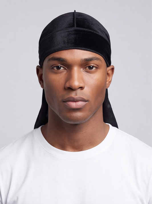 Black Velvet Durag – Saint Durag – front view