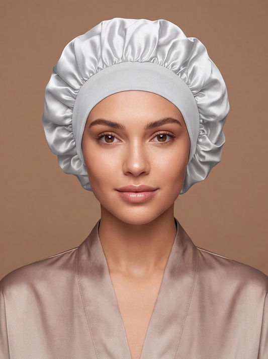 White Satin Bonnet – Saint Durag – front view
