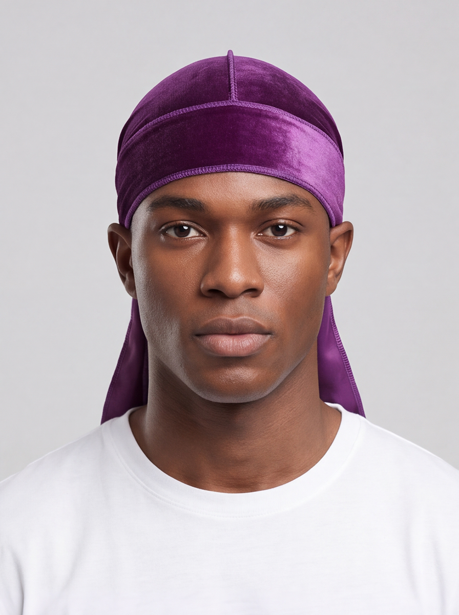 Purple Velvet Durag – Saint Durag – front view
