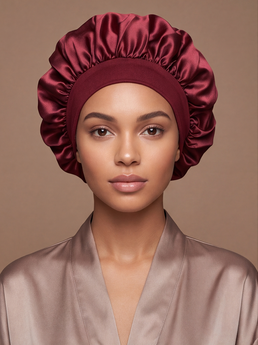 Red Satin Bonnet – Saint Durag – front view