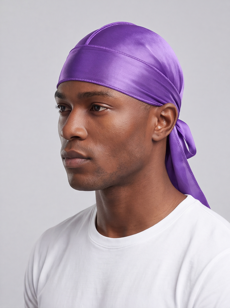 Purple Satin Durag – Saint Durag – side view