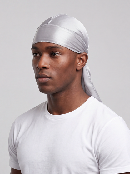 Grey Silky Durag – Saint Durag – side view