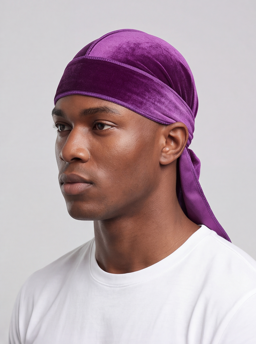 Purple Velvet Durag – Saint Durag – detail view