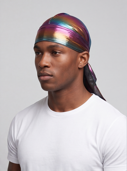 Multicoloured Holographic Durag – Saint Durag – side view