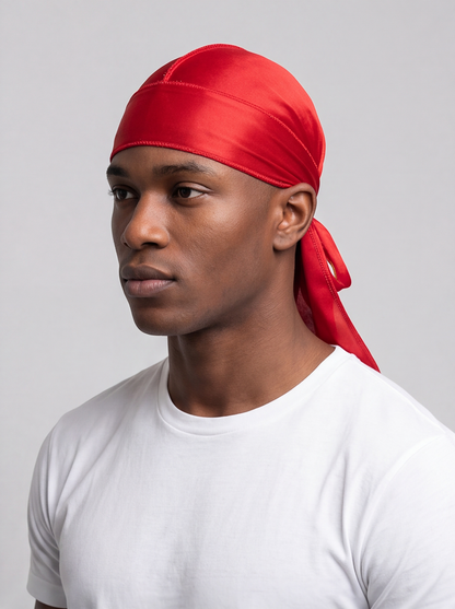 Red Silky Durag – Saint Durag – detail view