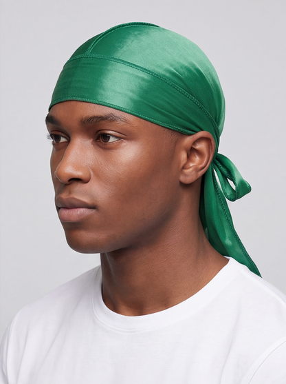 Green Satin Durag – Saint Durag – side view