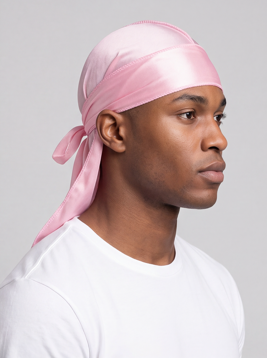 Pink Silky Durag – Saint Durag – side view