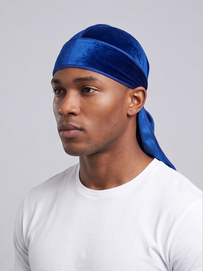 Blue Velvet Durag – Saint Durag – detail view
