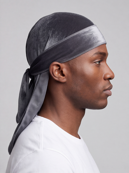 Grey Velvet Durag – Saint Durag – side view
