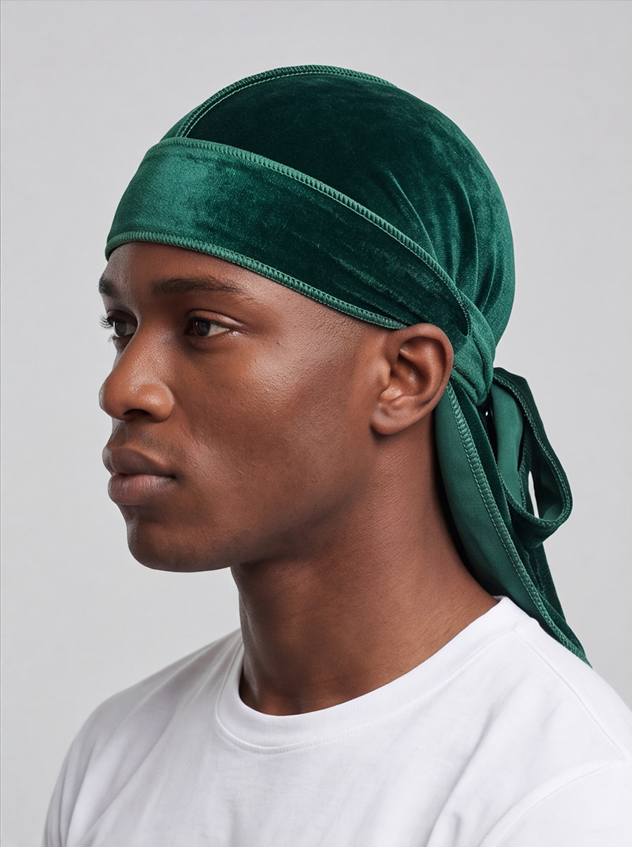 Green Velvet Durag – Saint Durag – side view