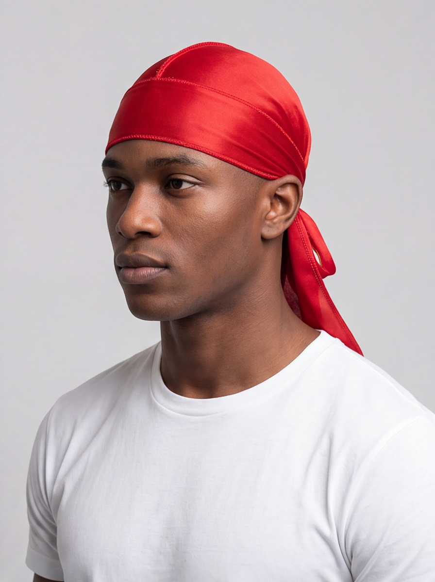 Red Satin Durag – Saint Durag – side view