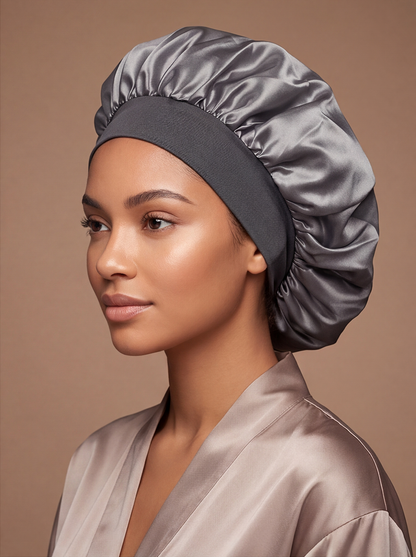 Grey Satin Bonnet – Saint Durag – side view