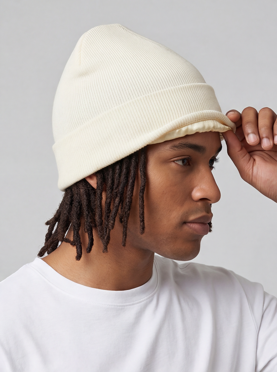 White Satin Lined Beanie – Saint Durag – side view
