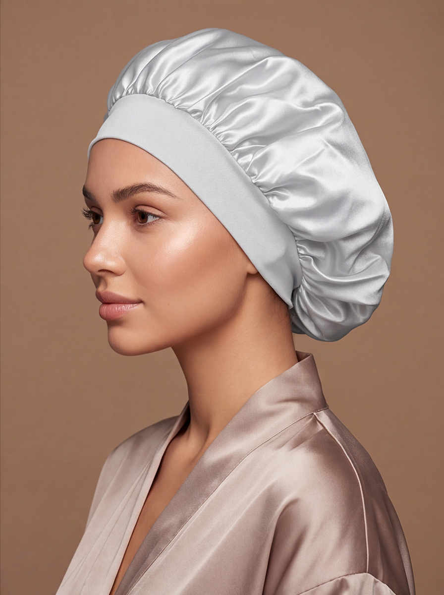 White Satin Bonnet – Saint Durag – side view