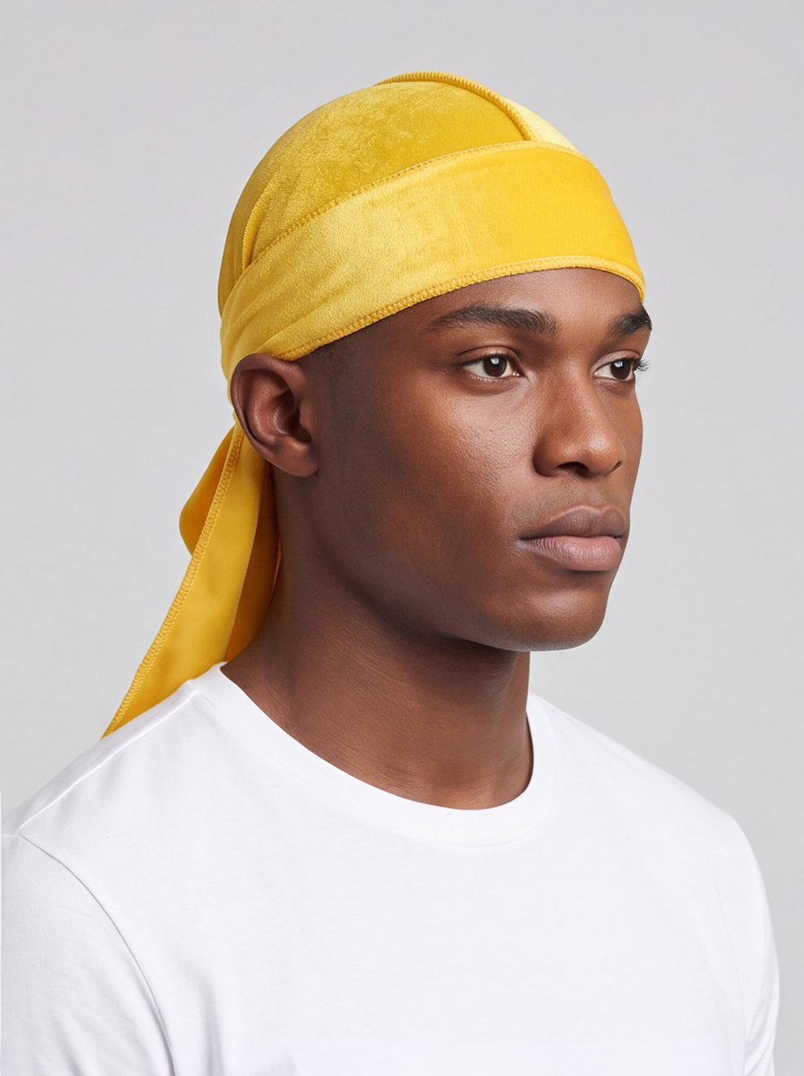 Yellow Velvet Durag – Saint Durag – side view