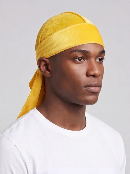 Yellow Velvet Durag – Saint Durag – side view