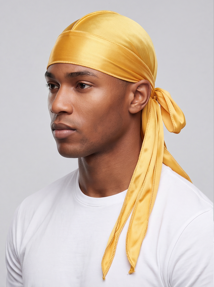 Yellow Satin Durag – Saint Durag – side view
