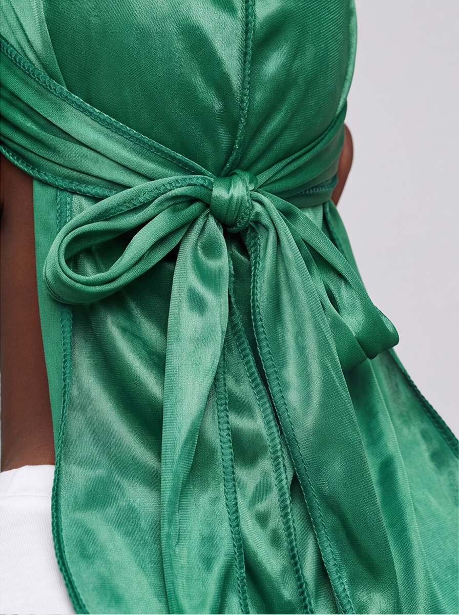 Green Satin Durag – Saint Durag – lifestyle view