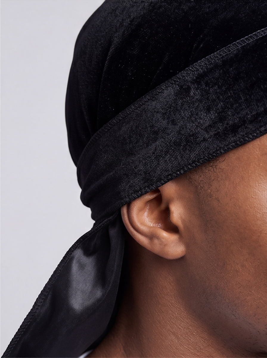 Black Velvet Durag – Saint Durag – back view