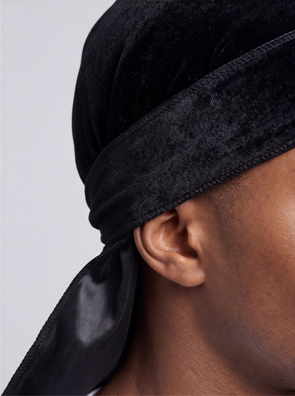 Black Velvet Durag – Saint Durag – back view