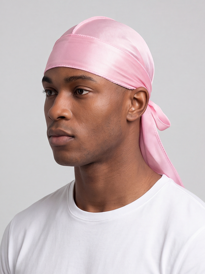 Pink Silky Durag – Saint Durag – detail view