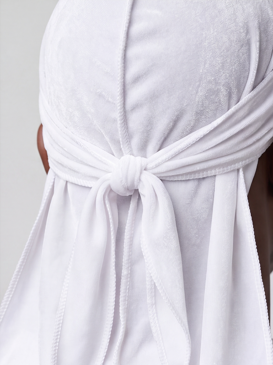 White Velvet Durag – Saint Durag – lifestyle view
