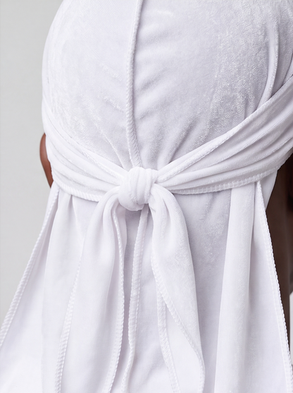 White Velvet Durag – Saint Durag – lifestyle view