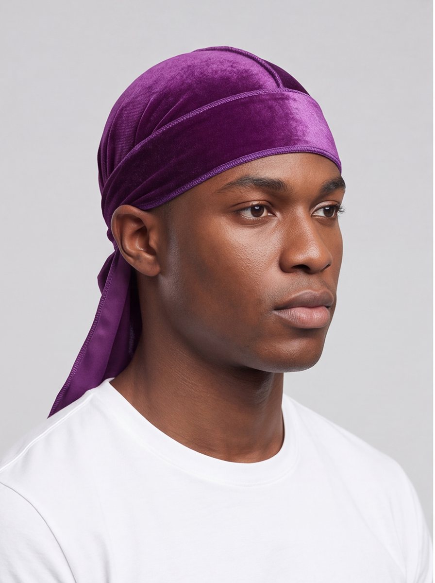 Purple Velvet Durag – Saint Durag – side view