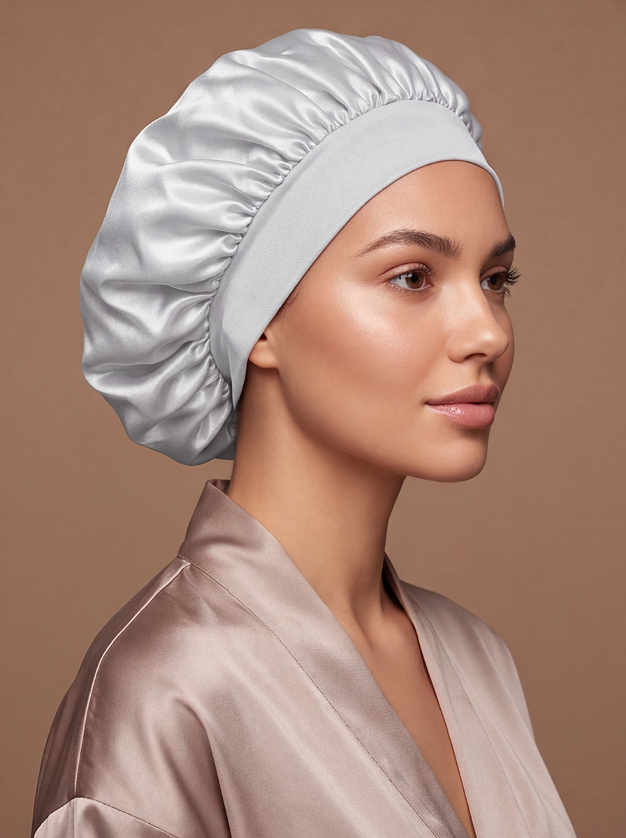 White Satin Bonnet – Saint Durag – detail view
