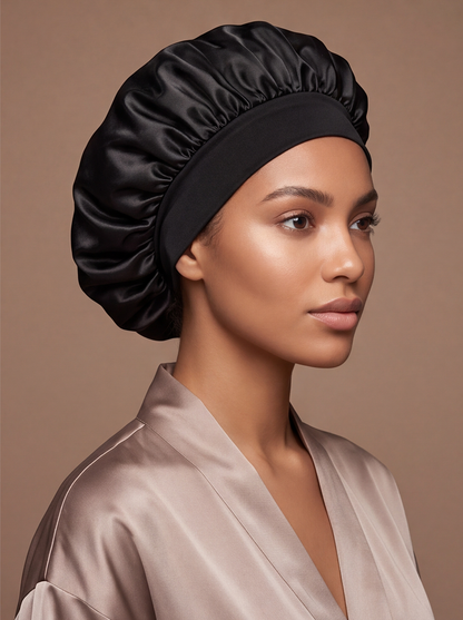 Black Silky Bonnet – Saint Durag – detail view