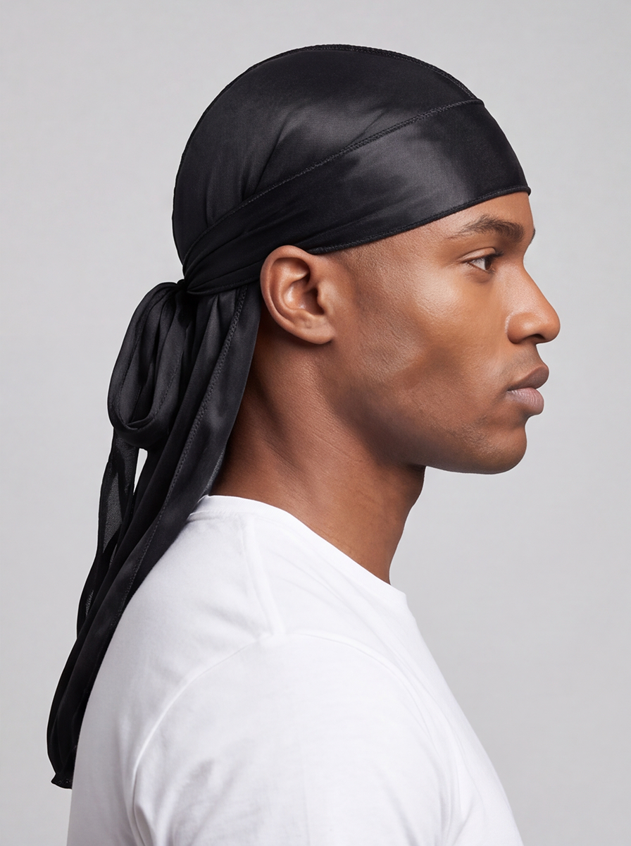 Black Silky Durag – Saint Durag – detail view