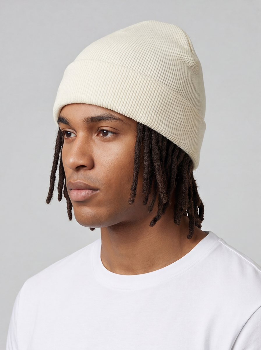 White Satin Lined Beanie – Saint Durag – detail view