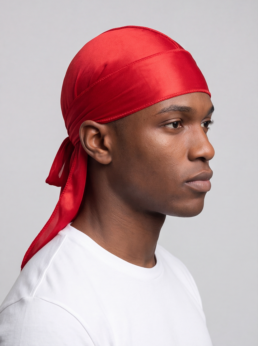 Red Silky Durag – Saint Durag – side view