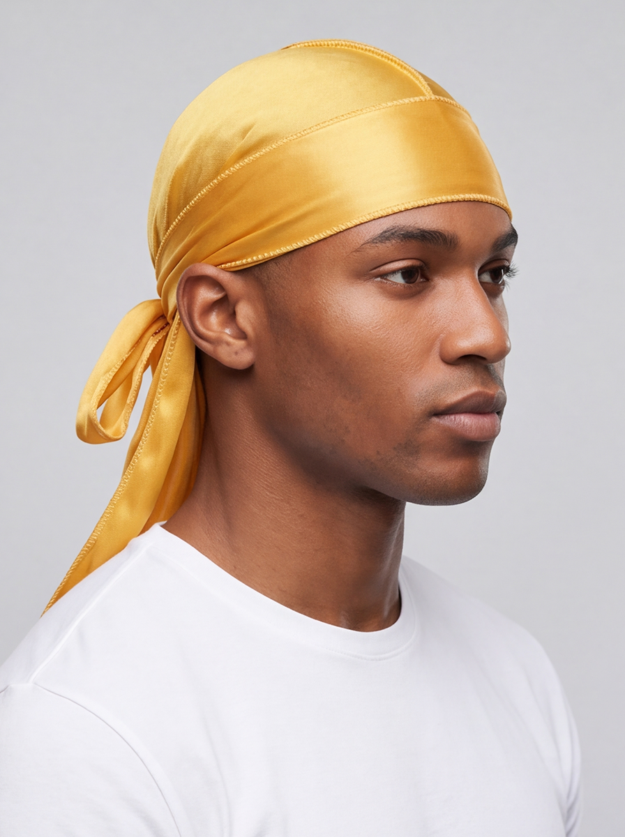 Yellow Satin Durag – Saint Durag – detail view