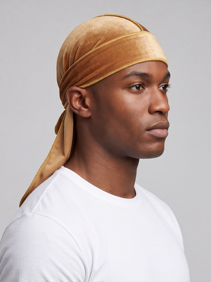 Brown Velvet Durag – Saint Durag – detail view