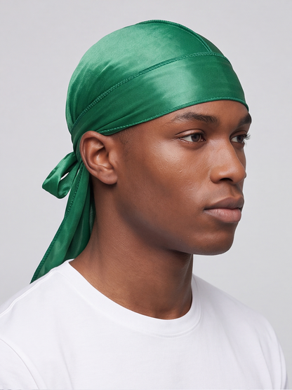 Green Satin Durag – Saint Durag – detail view