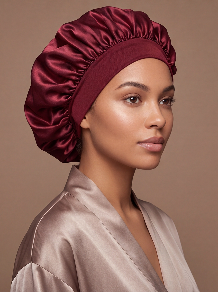 Red Satin Bonnet – Saint Durag – detail view