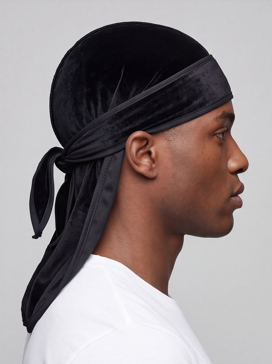 Black Velvet Durag – Saint Durag – detail view